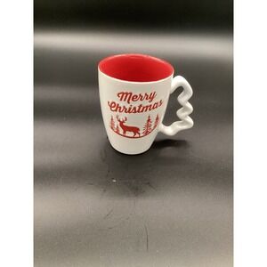 California Pantry Red‎ & White Deer In Woods Christmas Holiday Mug- 10 Oz